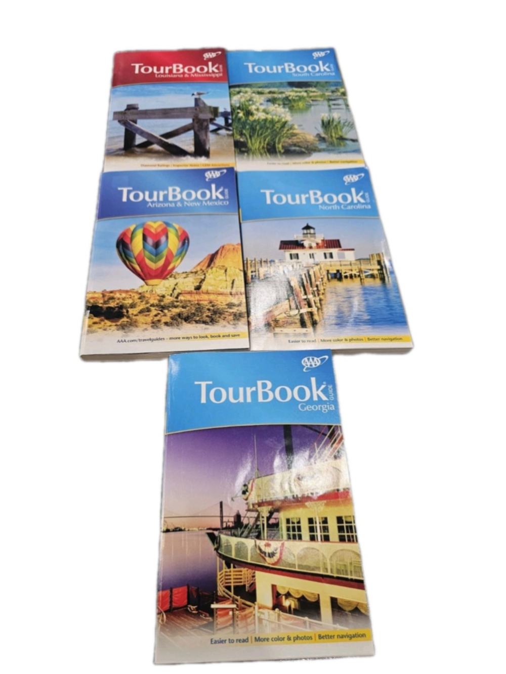 Lot Of 5 AAA Tour Book AZ,New Mexico,GA,NC, LA, MS, South Carolina
